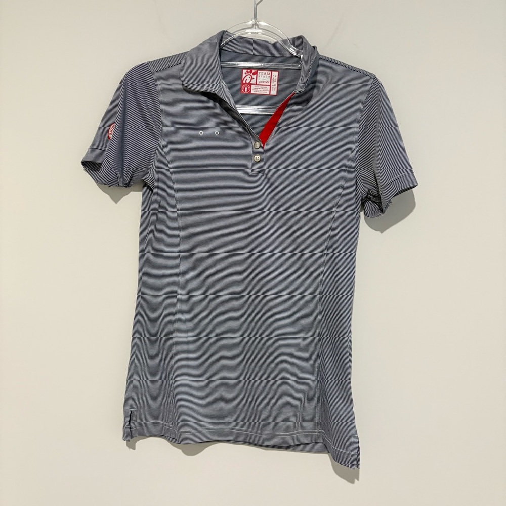 Chick-Fil-A Oobe Team‎ Style stripe Employee Polo Shirt women’s small